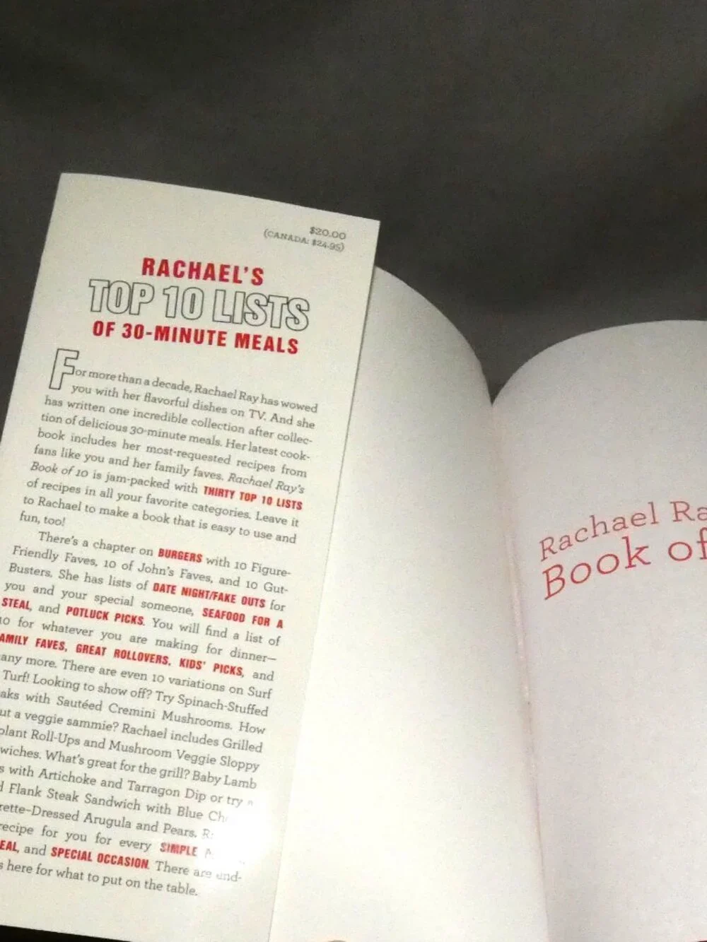 Rachael Ray's Book of 10 Cookbook NEW